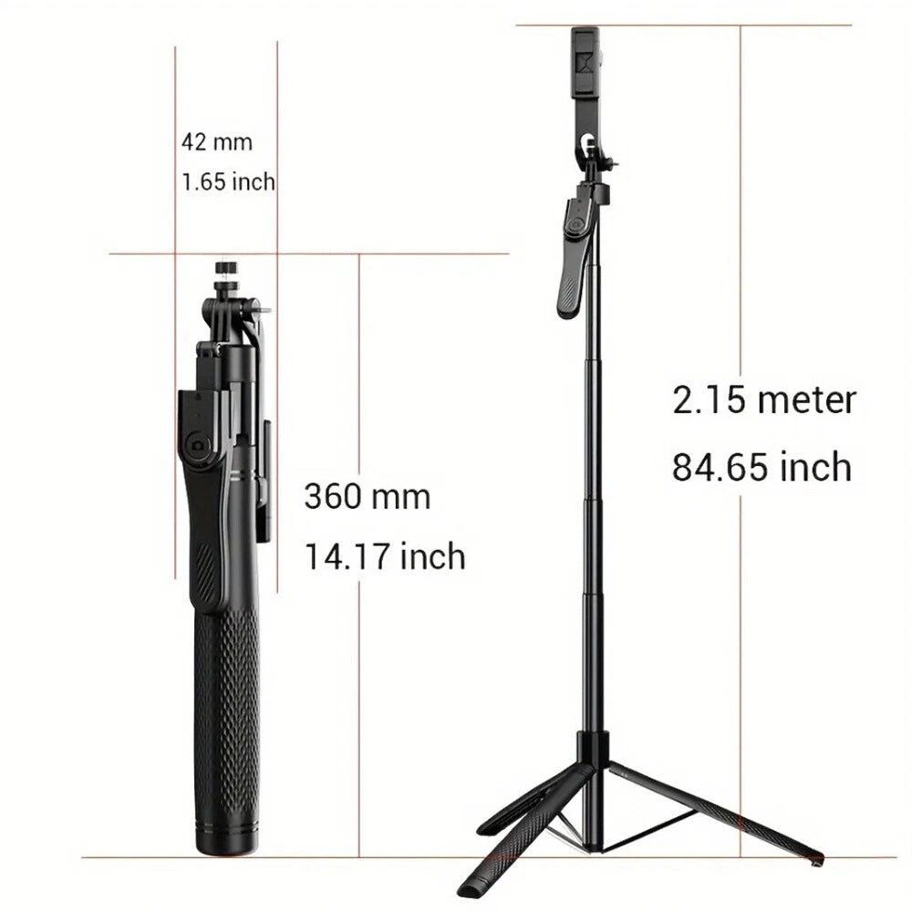 360° Rotating Selfie Stick Tripod with Pan-Tilt Phone Holder